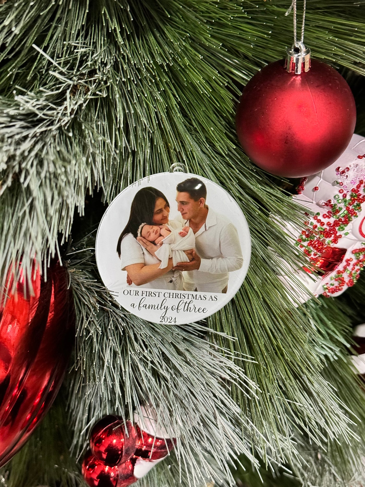 First Christmas as a Family – Personalised Acrylic UV Printed Photo Bauble