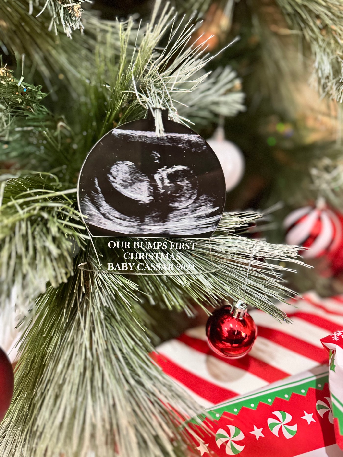 Our Bump’s First Christmas – Personalised Acrylic Bauble