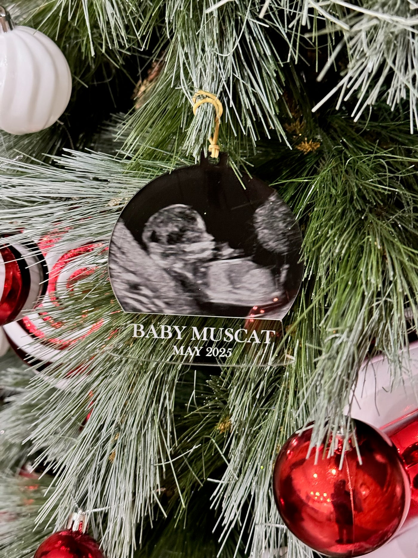 Baby Ultrasound Photo Bauble – Personalised Acrylic UV Printed Keepsake